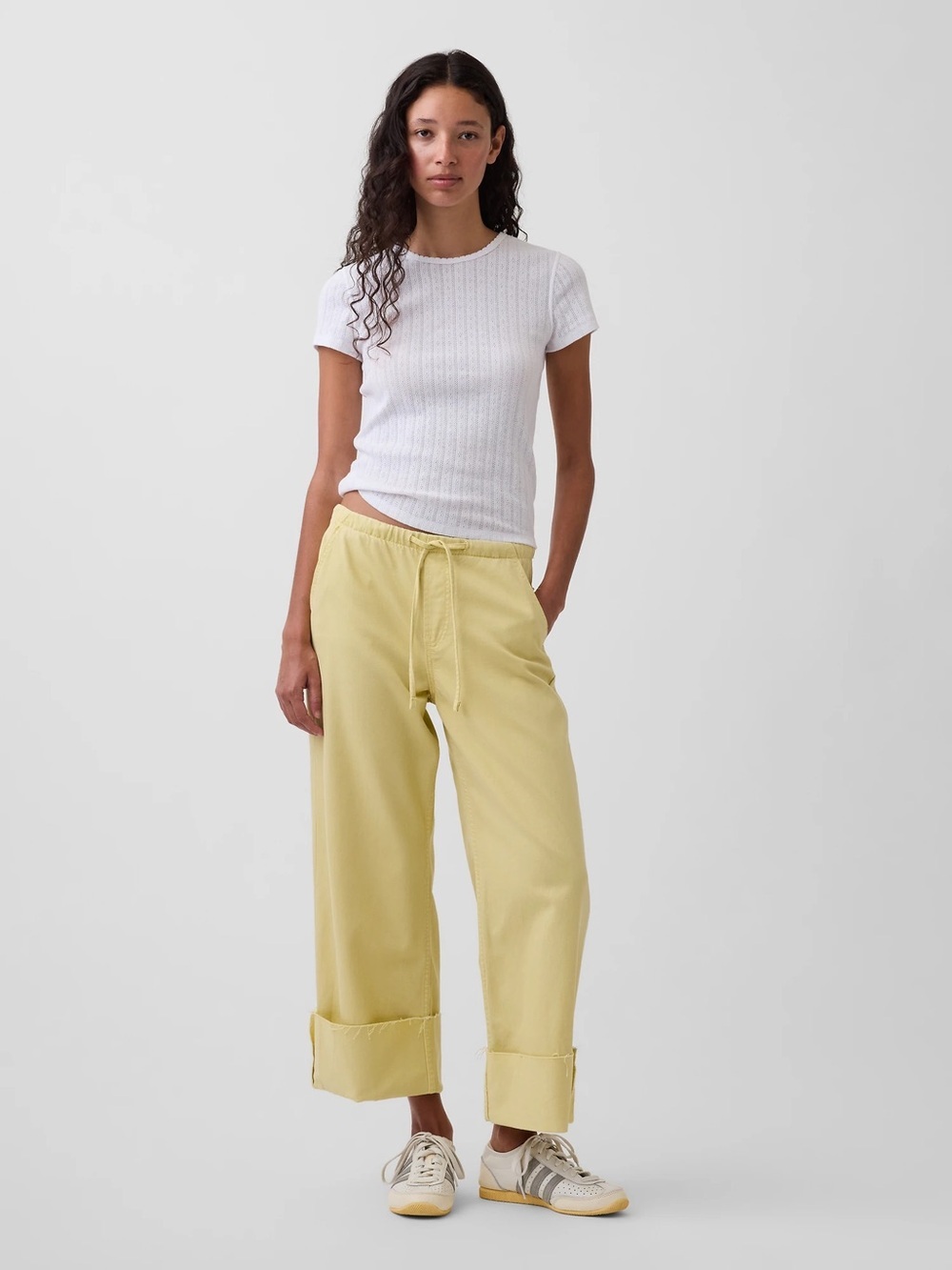 Gap Yellow Denim Cuffed Tie Waist Pants, BNWT, size M